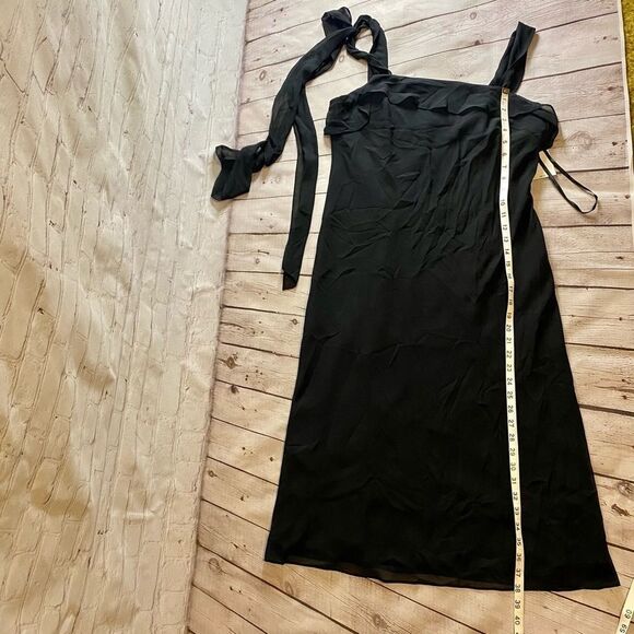 Formal Wedding Guest Prom Black Woman’s Dress Sleeveless with Ruffles Size 14 - Picture 8 of 8